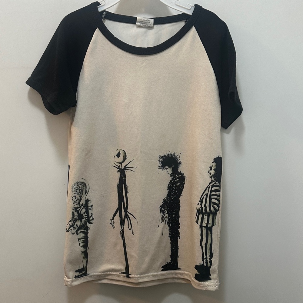 Black & Cream Tunic / Dress / T-Shirt With Halloween Themed Movie Graphics